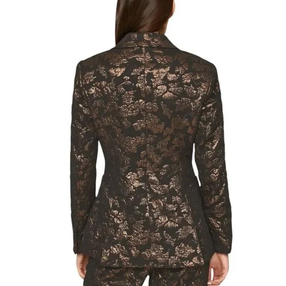 Tanya Taylor Blazer 2 Bronze Black Floral Jared Brocade Metallic Artsy Party - Picture 12 of 16